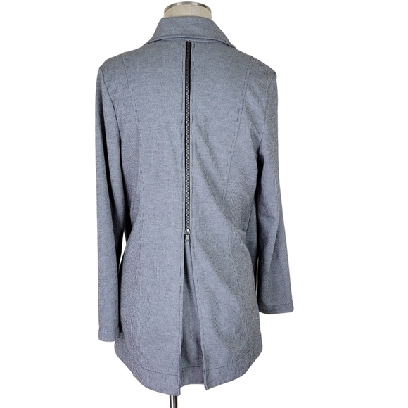 CAbi Drop Off Zip Jacket Size L Pinstripe Front Back Zipper High Low Hem 5300 - Picture 5 of 12